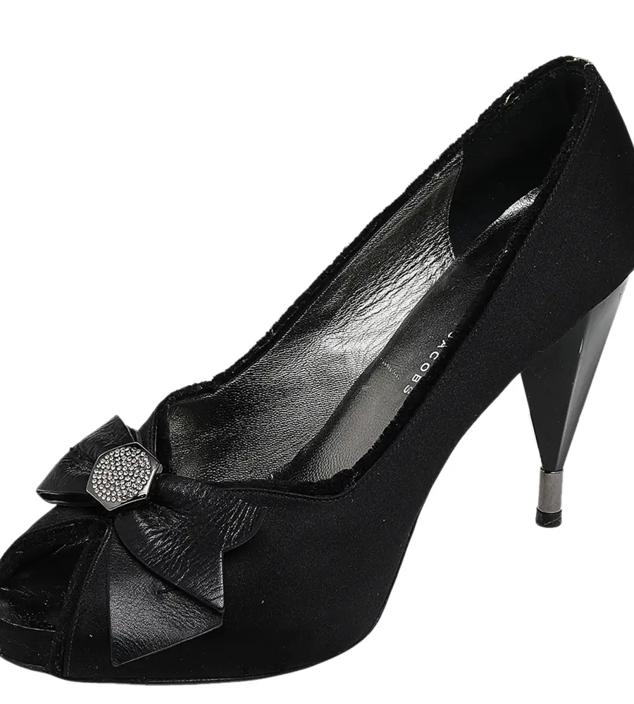 Marc By Marc Jacobs Black Satin Bow Peep Toe Pumps Size 39