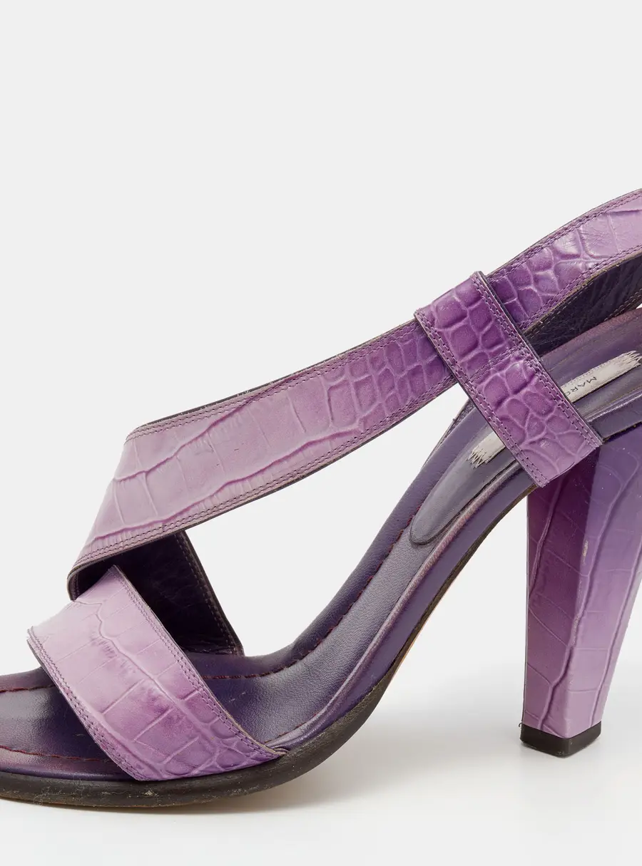Marc Jacobs Purple Croc Embossed Leather Slingback Sandals Size 39