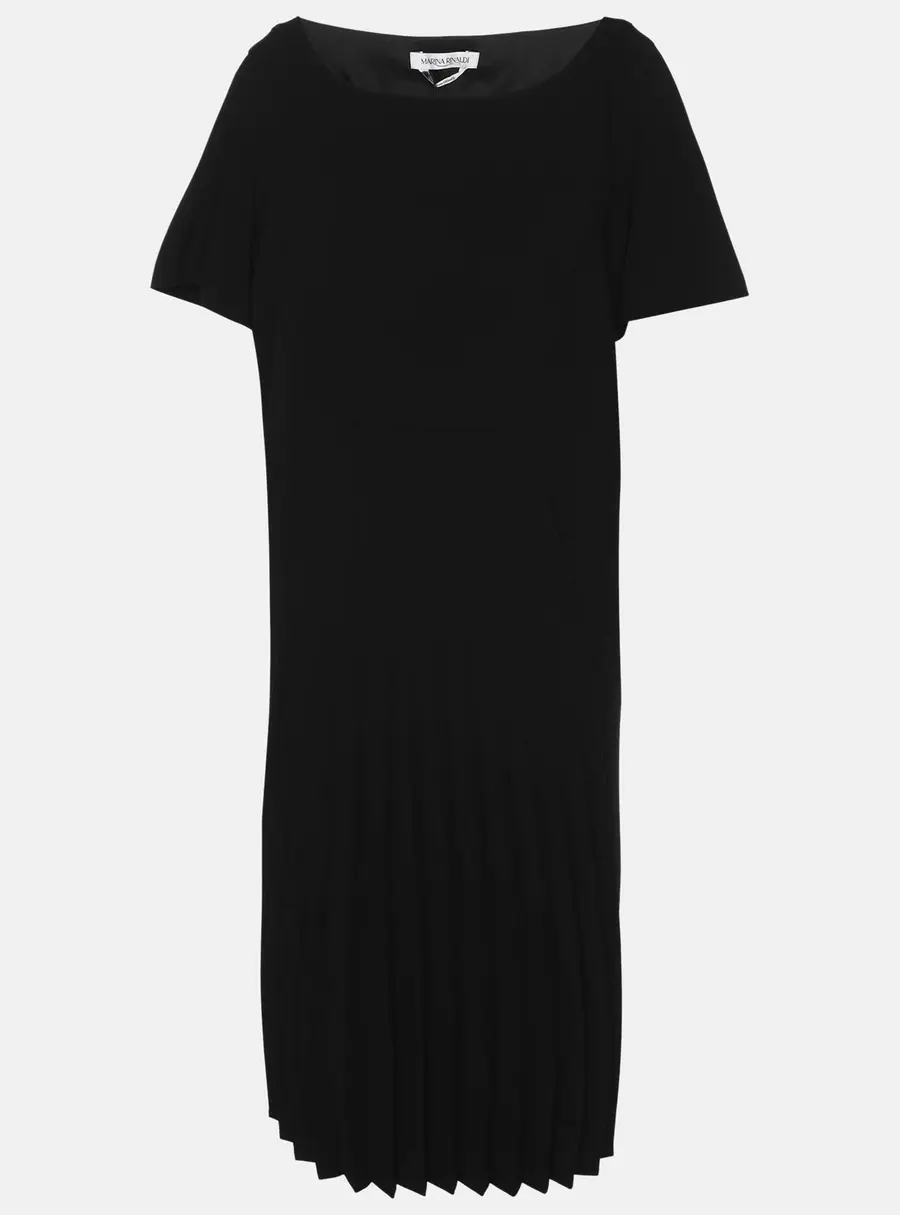 Marina Rinaldi Black Crepe Pleated Dress L