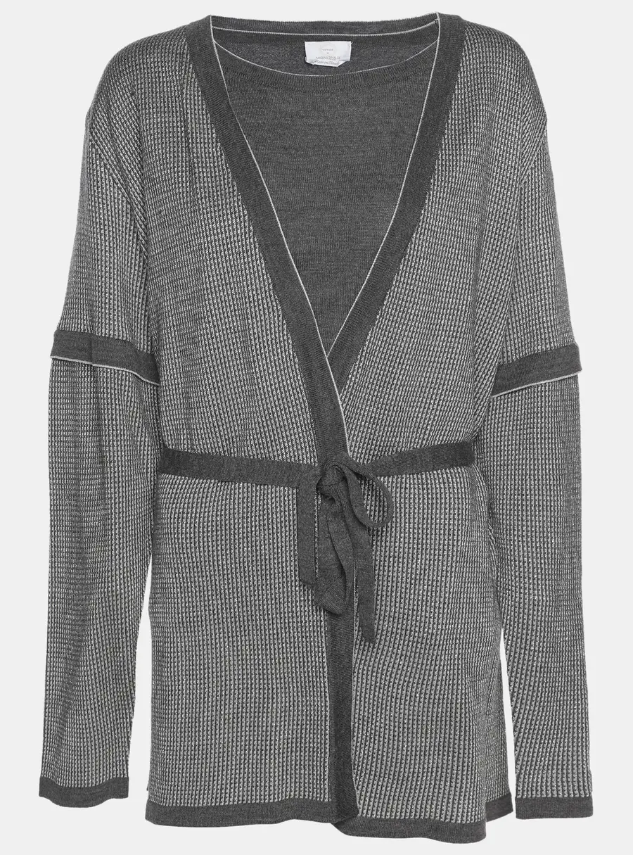 Marina Rinaldi Metallic Grey Jersey Cardigan Set L