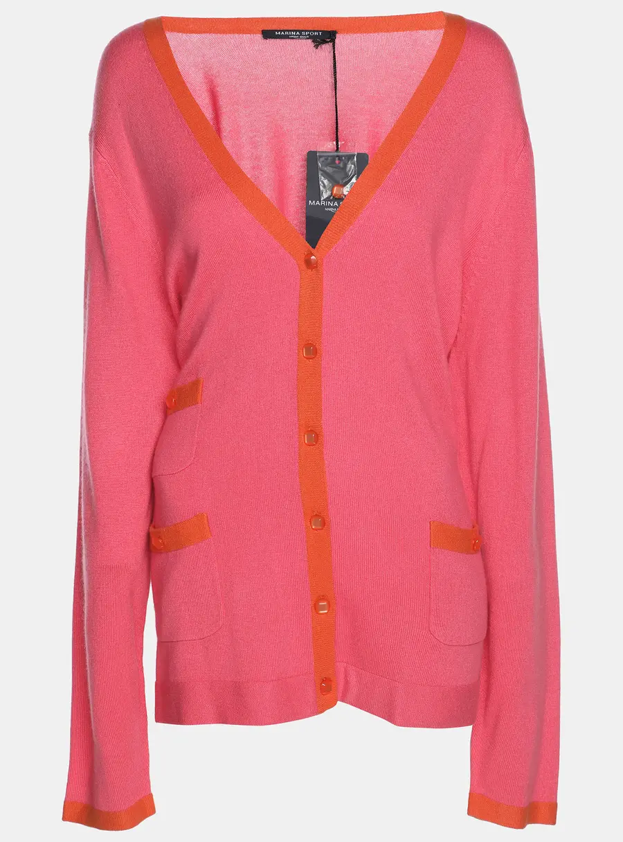 Marina Sport by Marina Rinaldi Pink/Orange Silk Knit Full Sleeve Sweater L