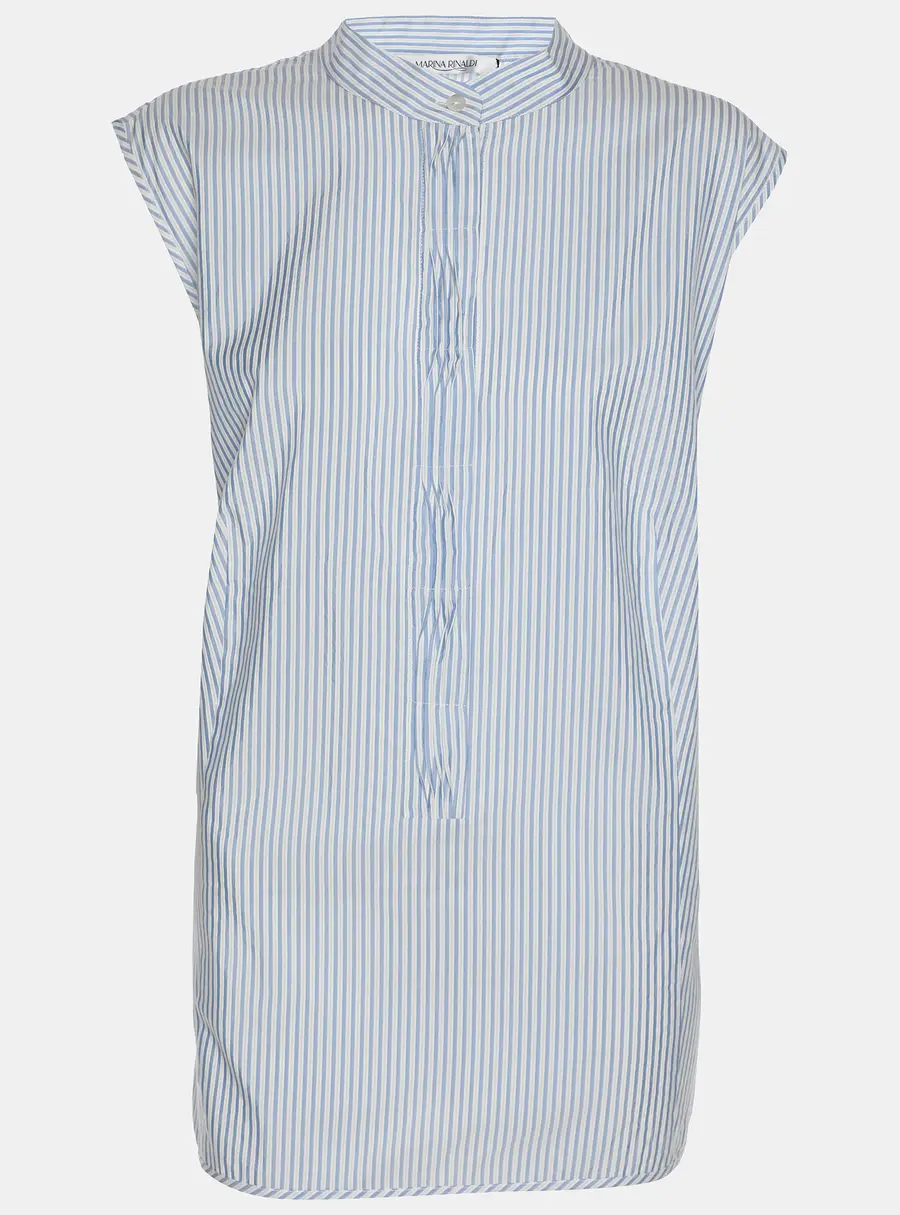 Marina Rinaldi Blue/White Stripe Cotton Silk Sleeveless Top L