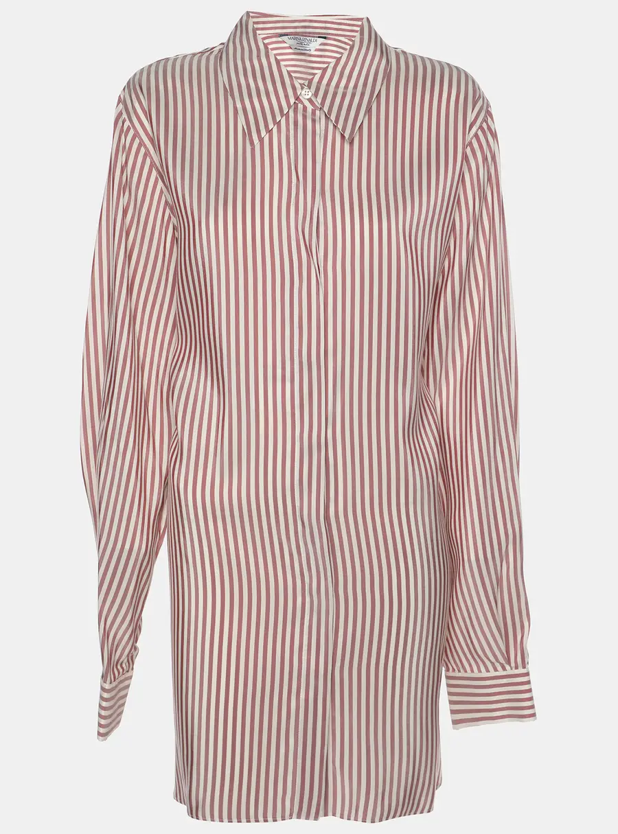 Marina Rinaldi Light Burgundy Stripe Silk Long Sleeve Shirt L