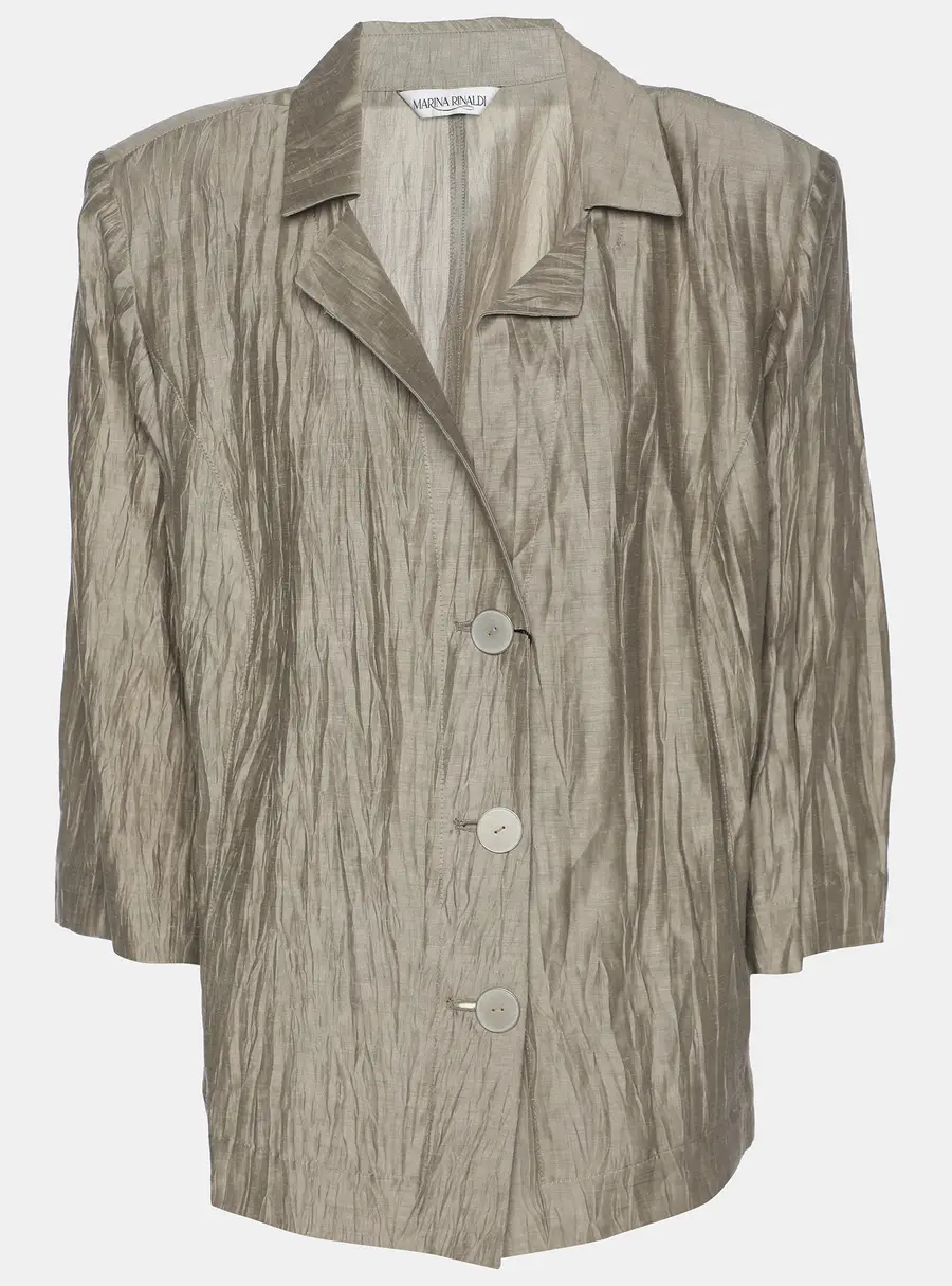 Marina Rinaldi Grey Texture Linen Blend Blazer L