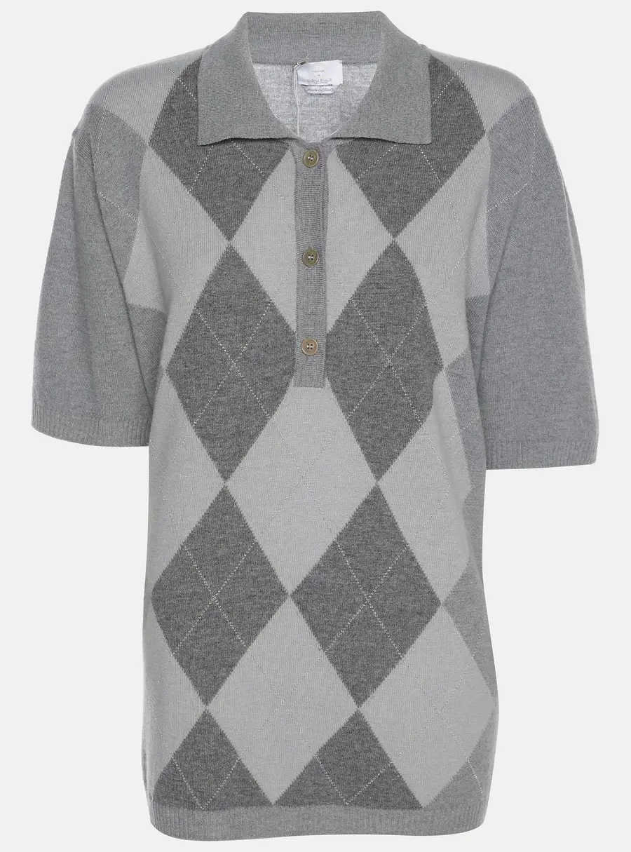 Voyage by Marina Rinaldi Grey Wool Knit Polo T-Shirt L