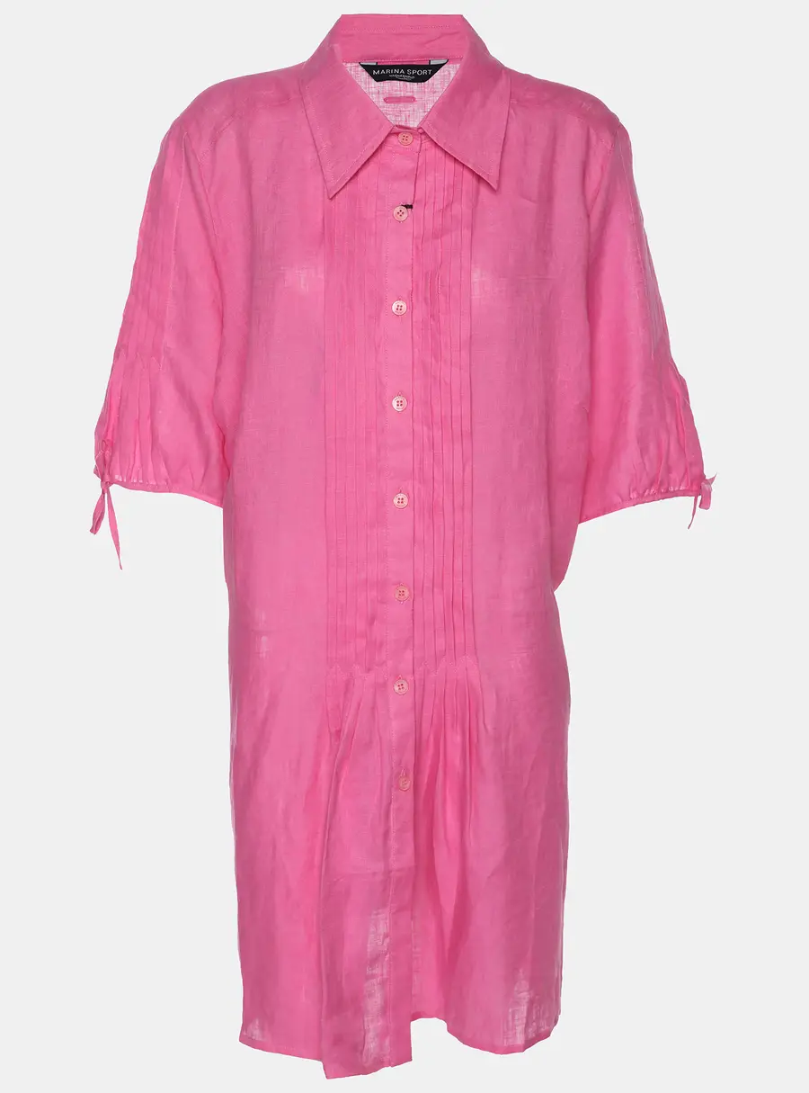 Marina Sport by Marina Rinaldi Linen Pintuck Mini Dress L