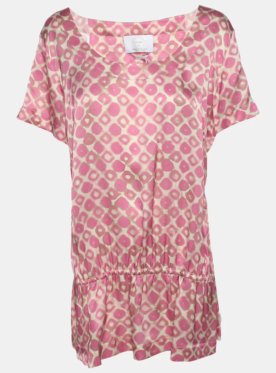 Marina Rinaldi Pink Printed Silk Short Sleeve Top L