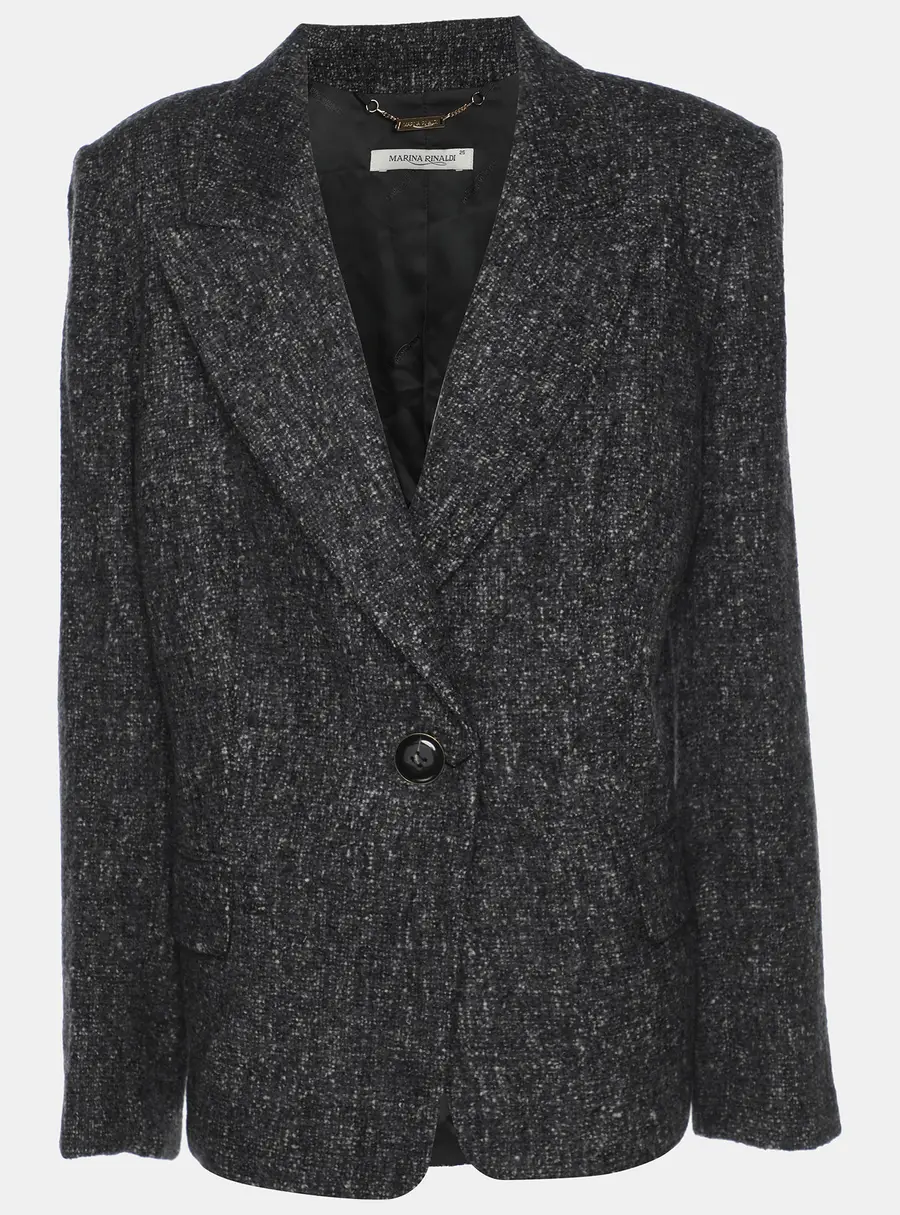 Marina Rinaldi Grey Tweed Single Breasted Blazer L