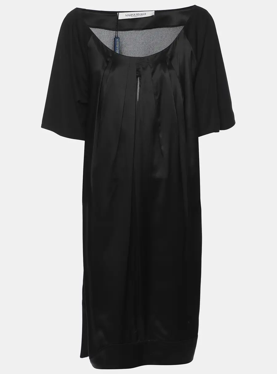 Marina Rinaldi Black Satin Pleated Top L