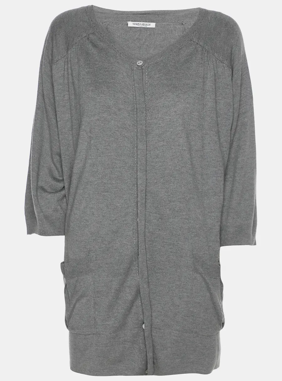 Marina Rinaldi Grey Knit Button Front Sweater XL