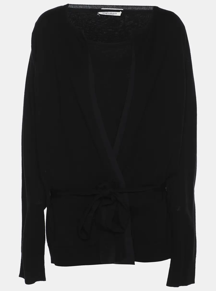 Marina Rinaldi Black Knit Belted Sweater L