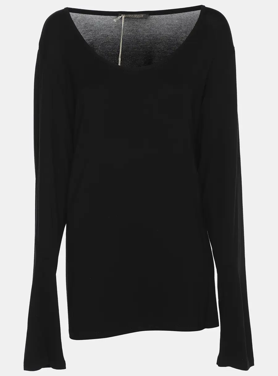 Marina Rinaldi Black Jersey Long Sleeve Top L
