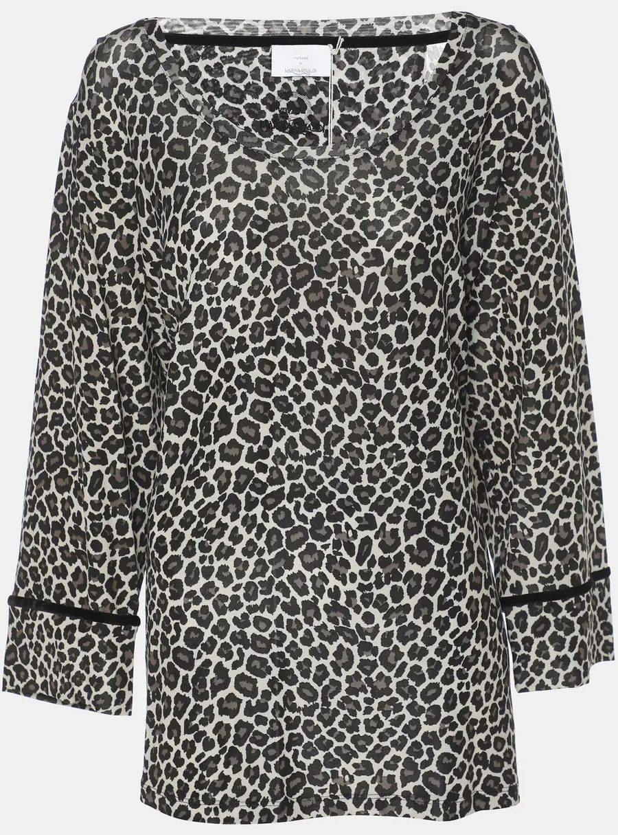 Voyage by Marina Rinaldi Grey Animal Print Jersey Scoop Neck Tunic L