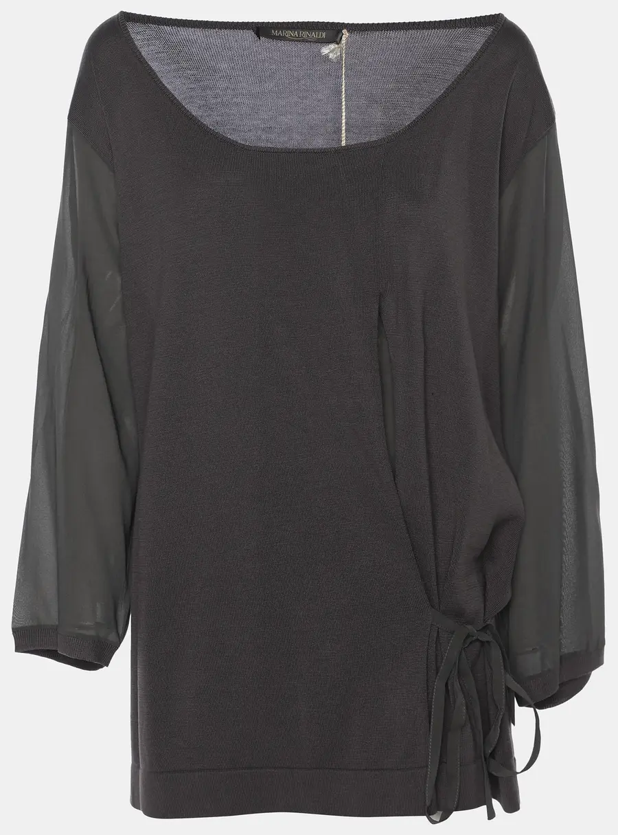 Marina Rinaldi Dark Grey Stretch Knit Scoop Neck Top XL