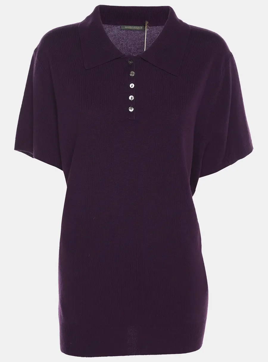 Marina Rinaldi Purple Stretch Knit Short Sleeve Sweatshirt L