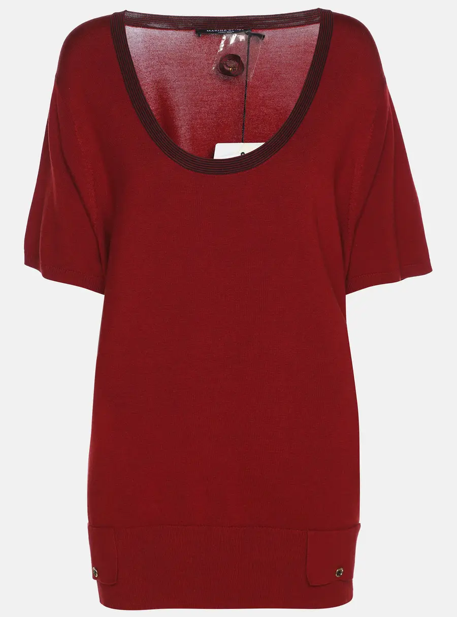 Marina Sport by Marina Rinaldi Red Stretch Knit Scoop Knit Short Sleeve Sweater XL