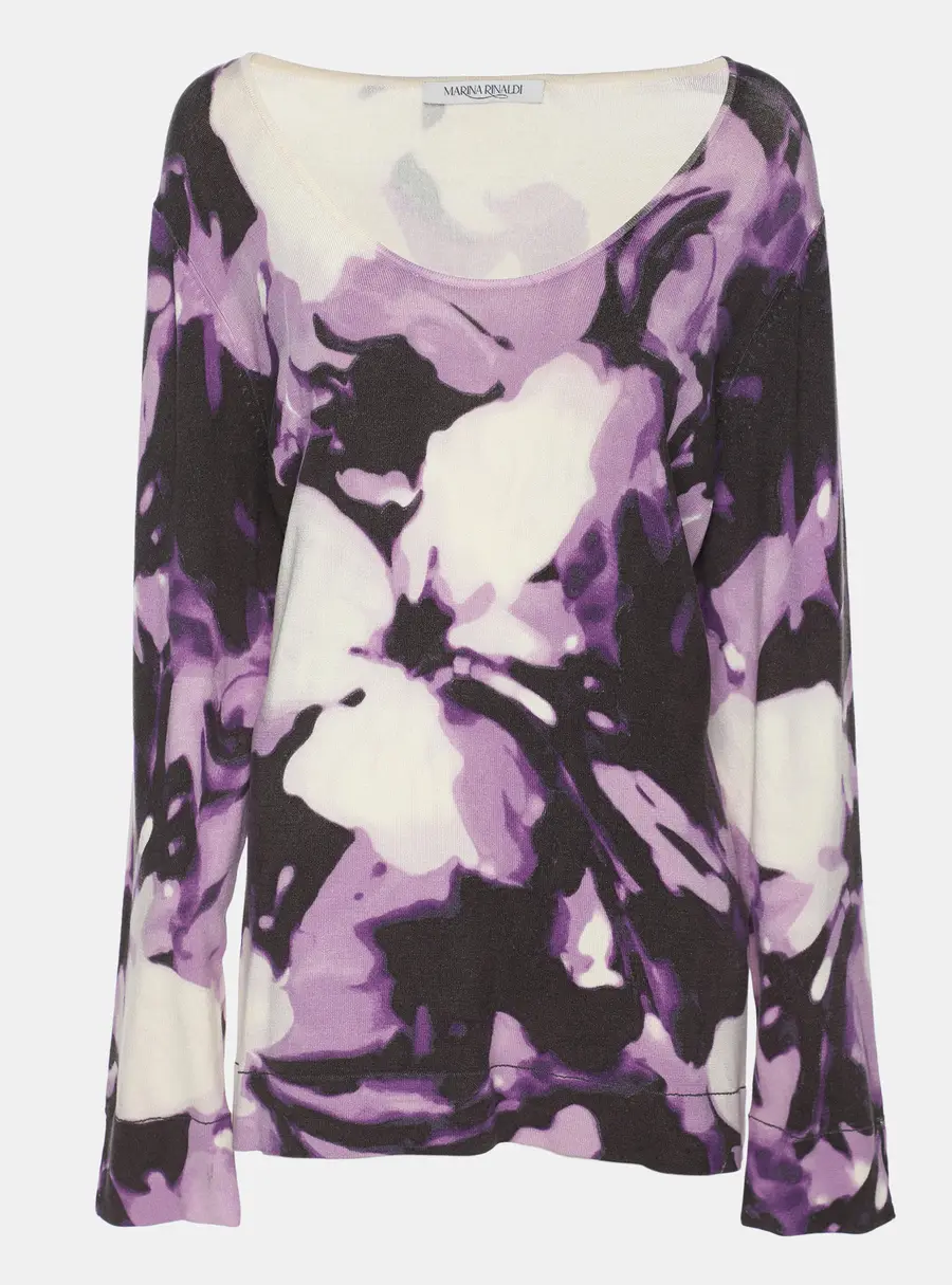 Marina Rinaldi Multicolor Printed Silk Sweater L