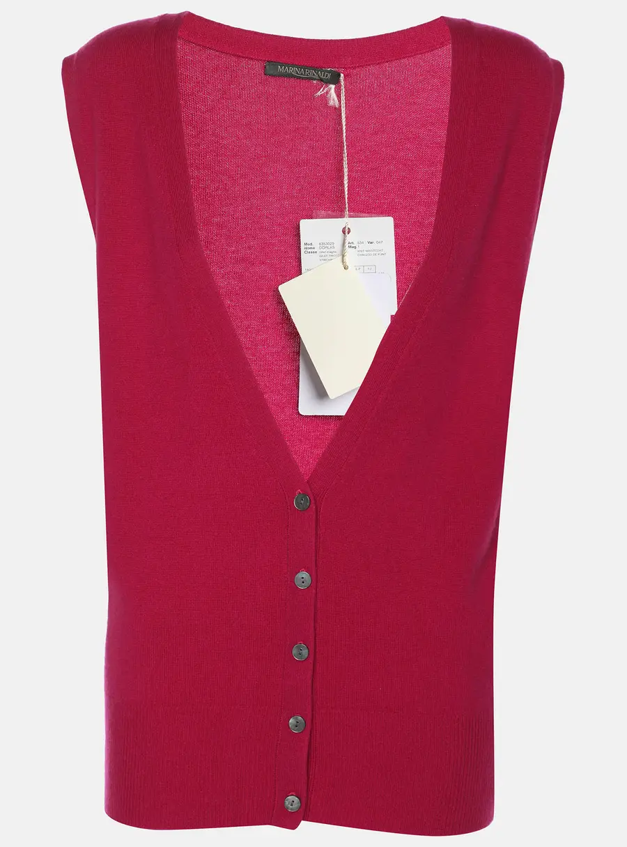 Marina Rinaldi Pink Cashmere Knit Waistcoat XL