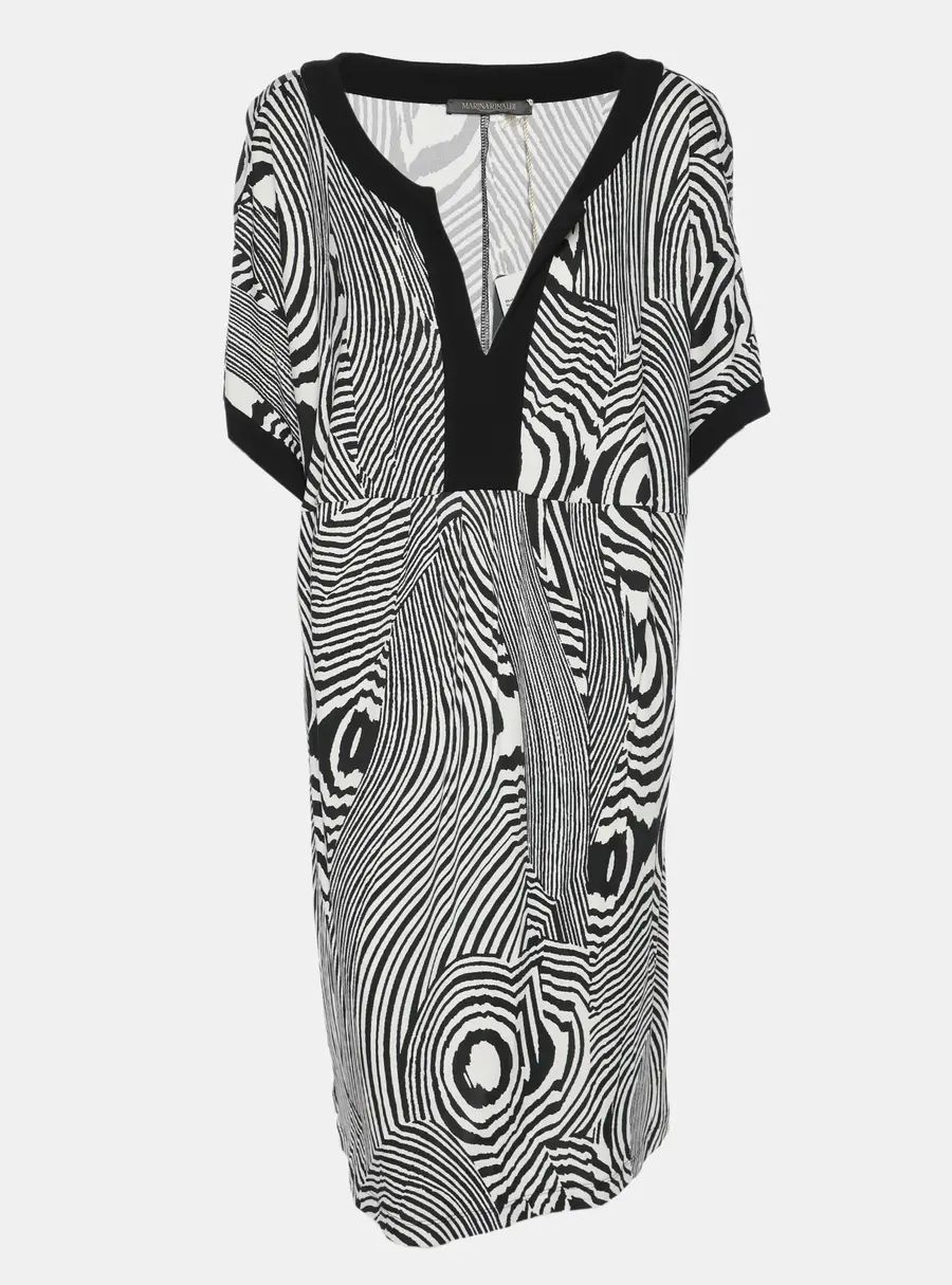 Marina Rinaldi Black/White Jersey Psychadelic Stripe Tunic M