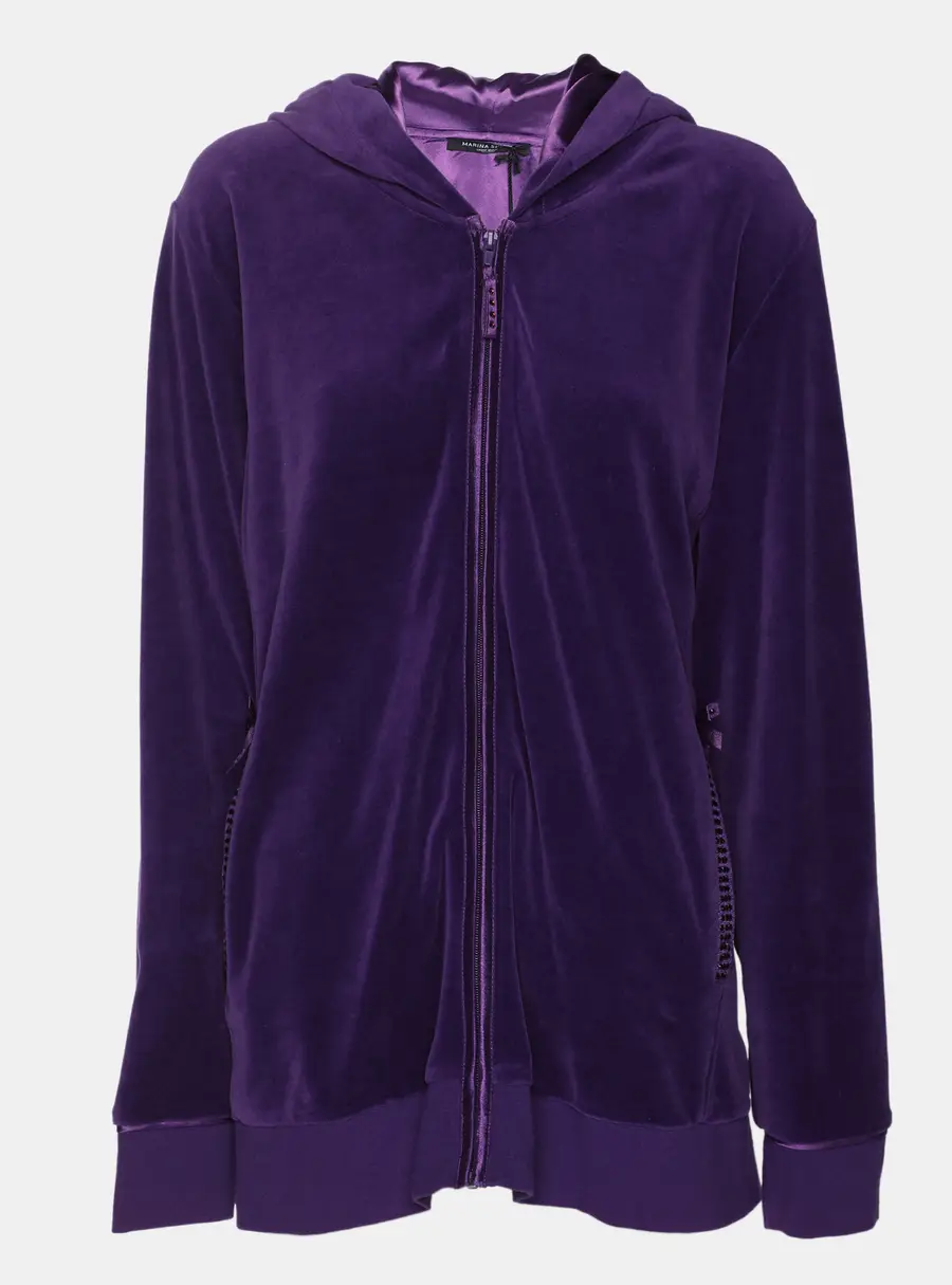 Marina Sport by Marina Rinaldi Purple Jersey Hoodie Jacket XL