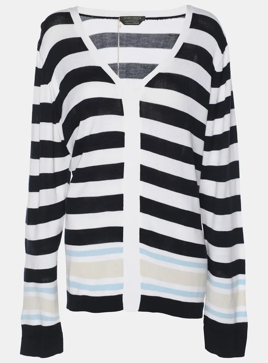 Marina Rinaldi Multicolor Stripe Knit Fabric Sweatshirt L
