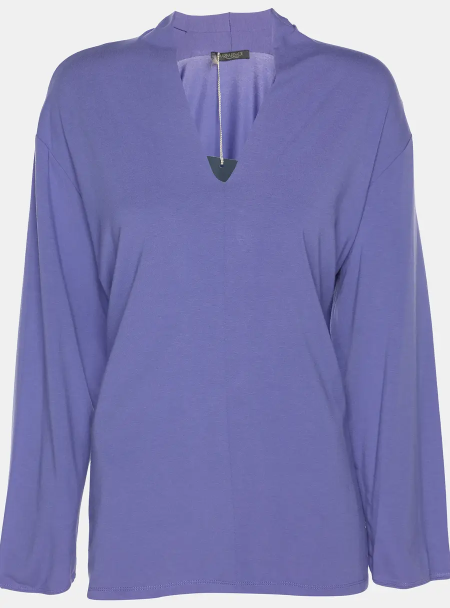 Marina Rinaldi Purple Jersey V Neck Top XL