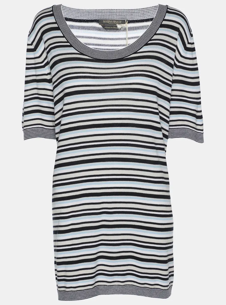 Marina Rinaldi Multicolor Stripe Stretch Knit Top L