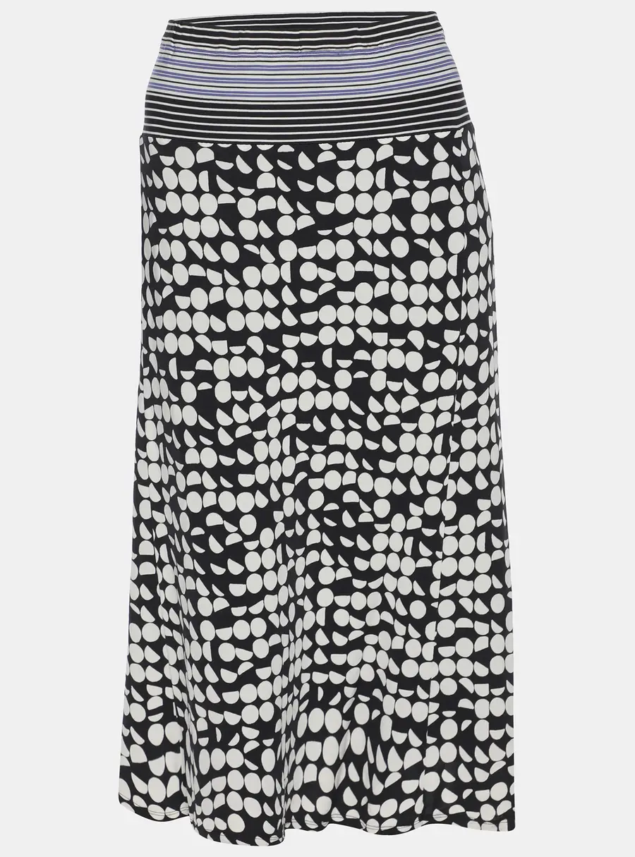 Elena Miro Black/White Printed Jersey Midi Skirt XL