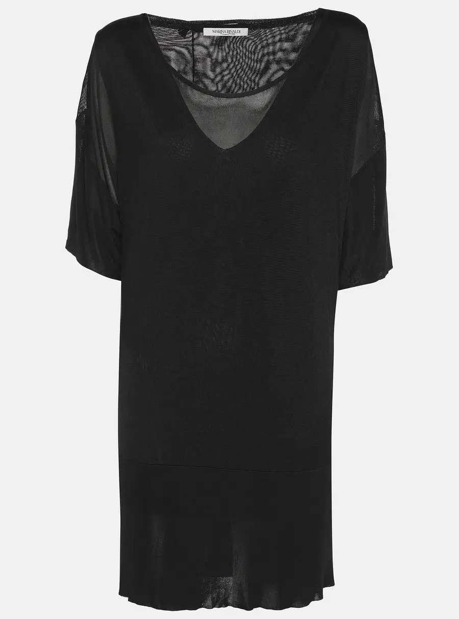 Marina Rinaldi Black Stretch Knit Half Sleeve Sweater Set L