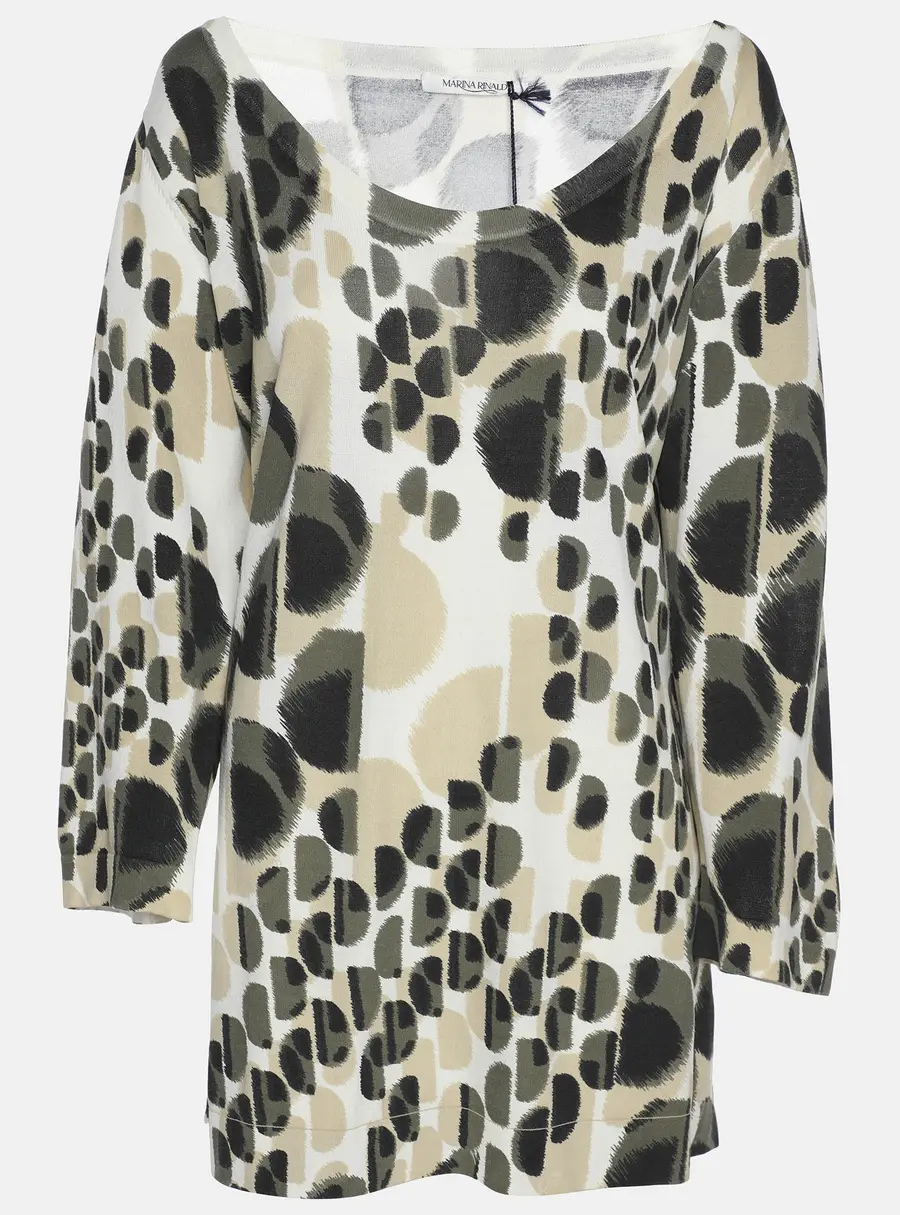 Marina Rinaldi Multicolor Jersey Neck Scoop 3/4 Sleeve Sweater L