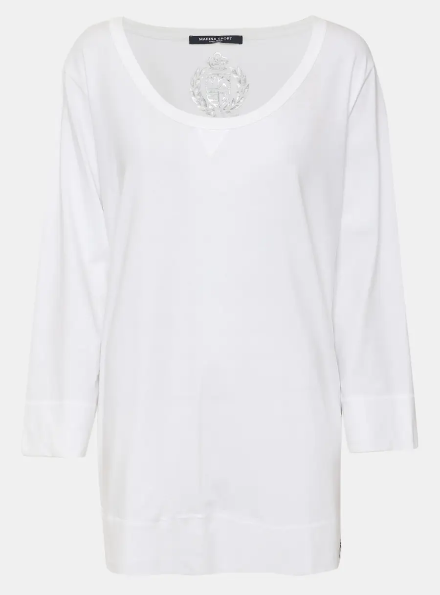 Marina Sport by Marina Rinaldi White Jersey 3/4 Sleeve Top L