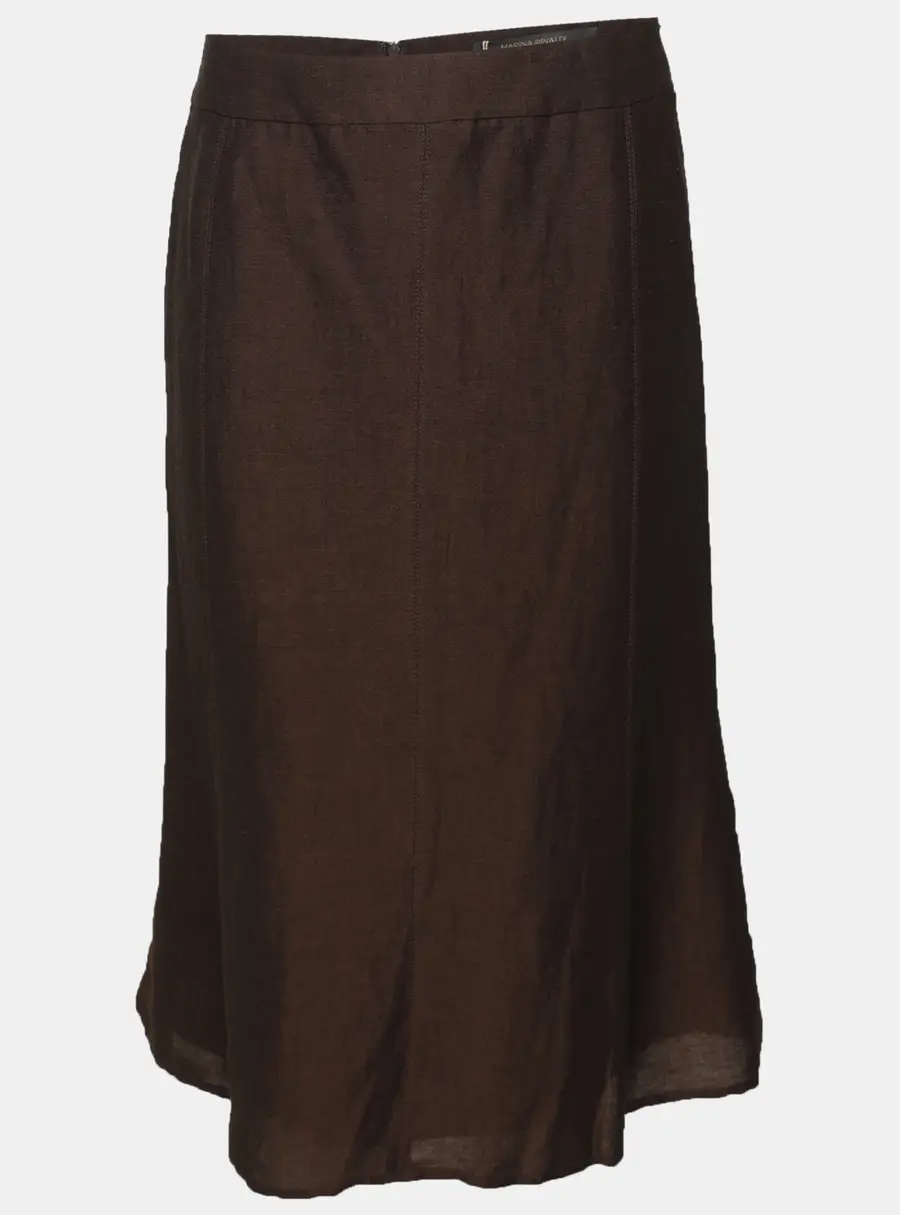 Marina Rinaldi Dark Brown Linen Blend Maxi Skirt L