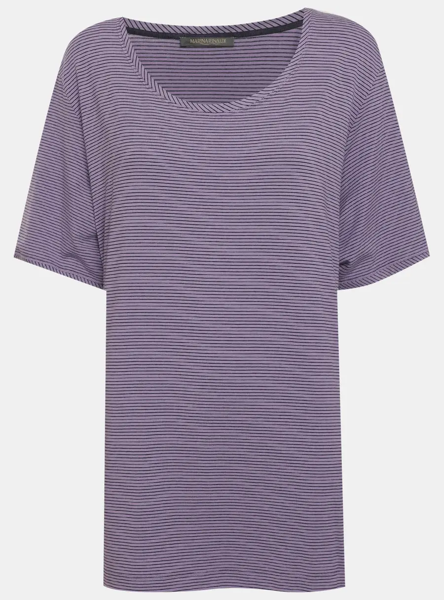 Marina Rinaldi Purple Striped Jersey Top L