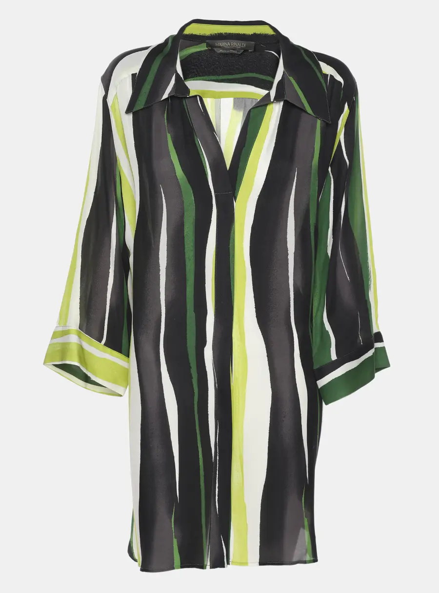 Marina Rinaldi Multicolor Stripe Silk Shirt L