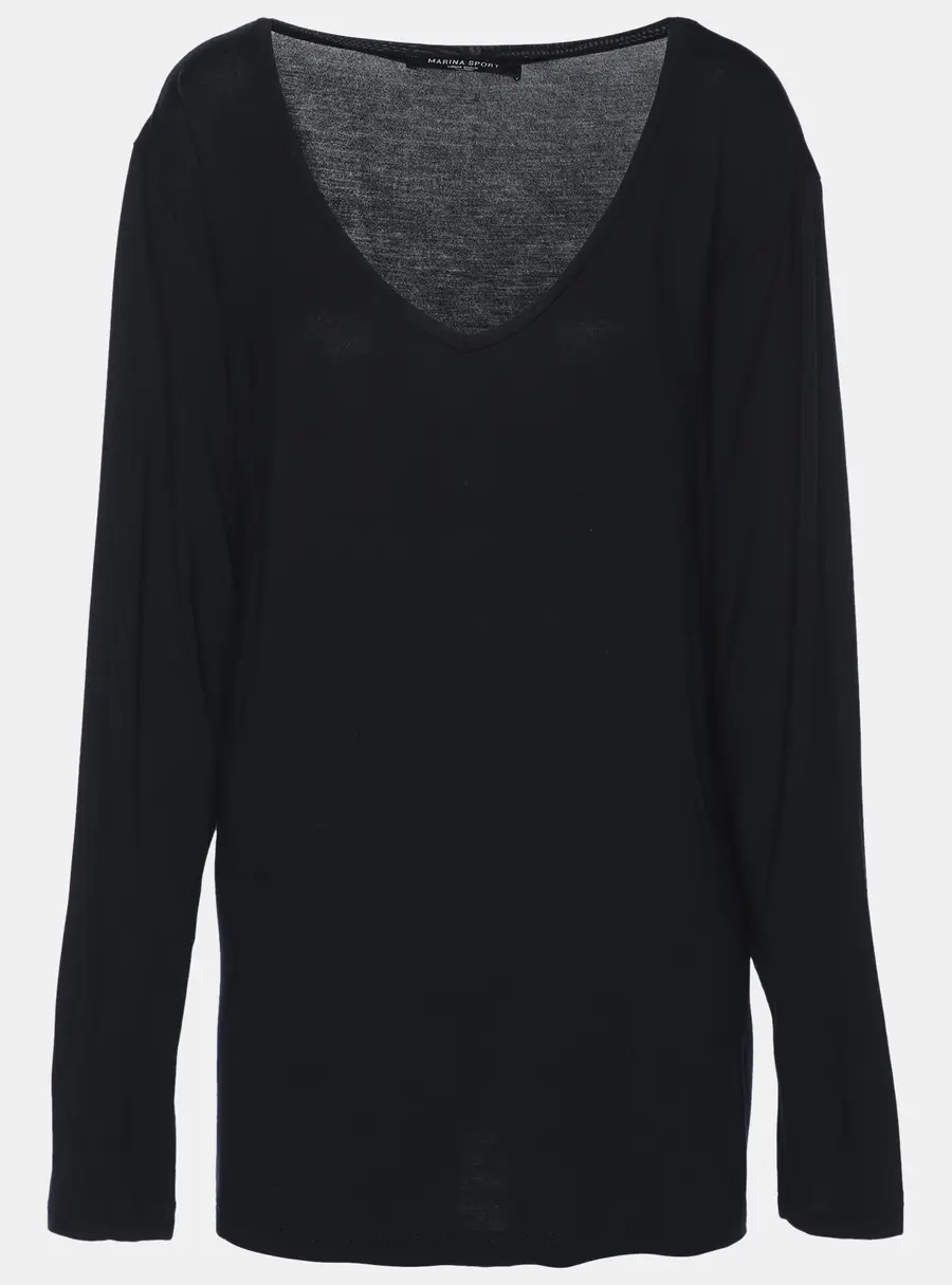 Marina Sport by Marina Rinaldi Navy Blue Jersey V Neck Full Sleeve T-Shirt L