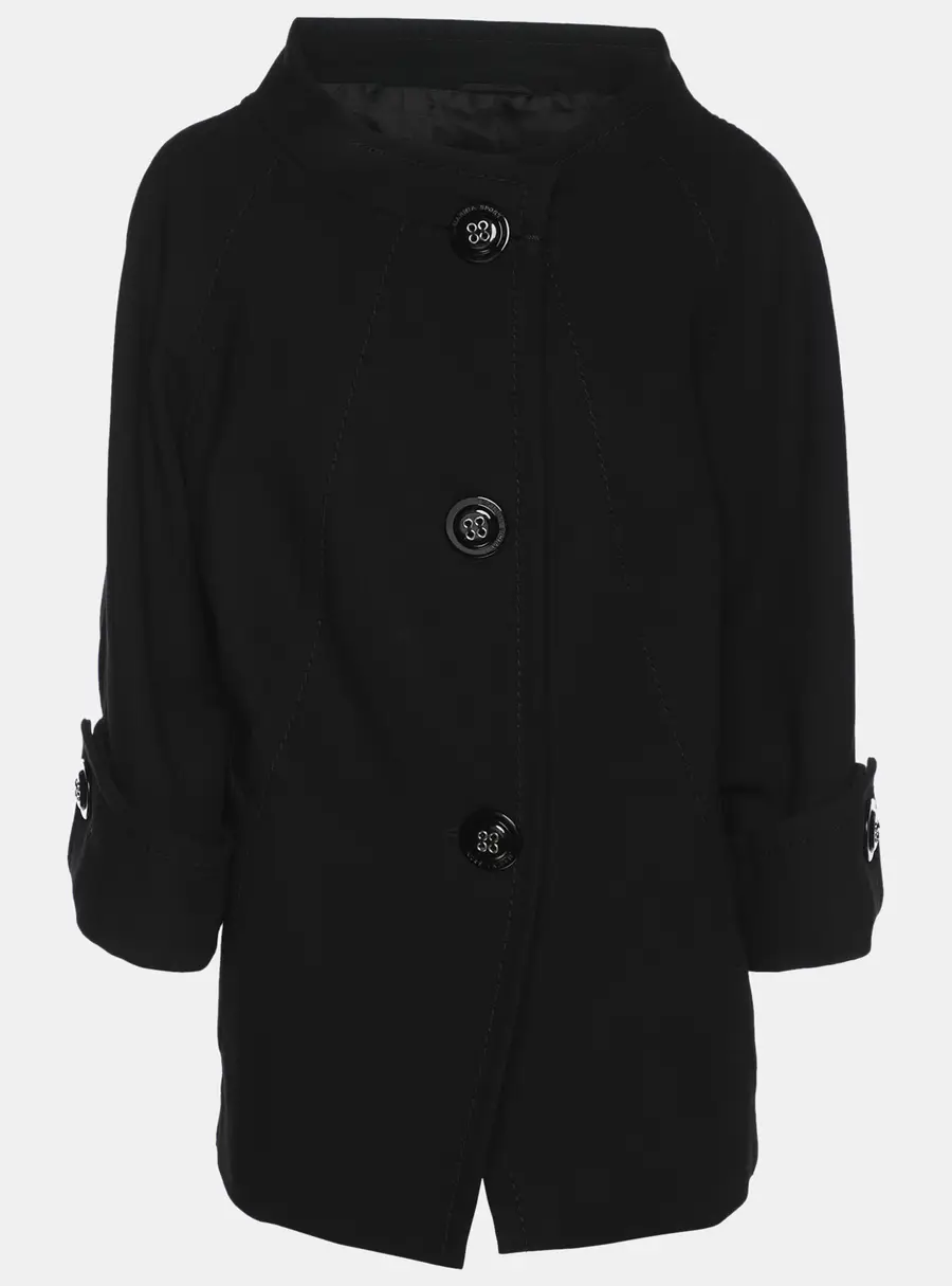 Marina Sport by Marina Rinaldi Black Fleece Wool Blazer L