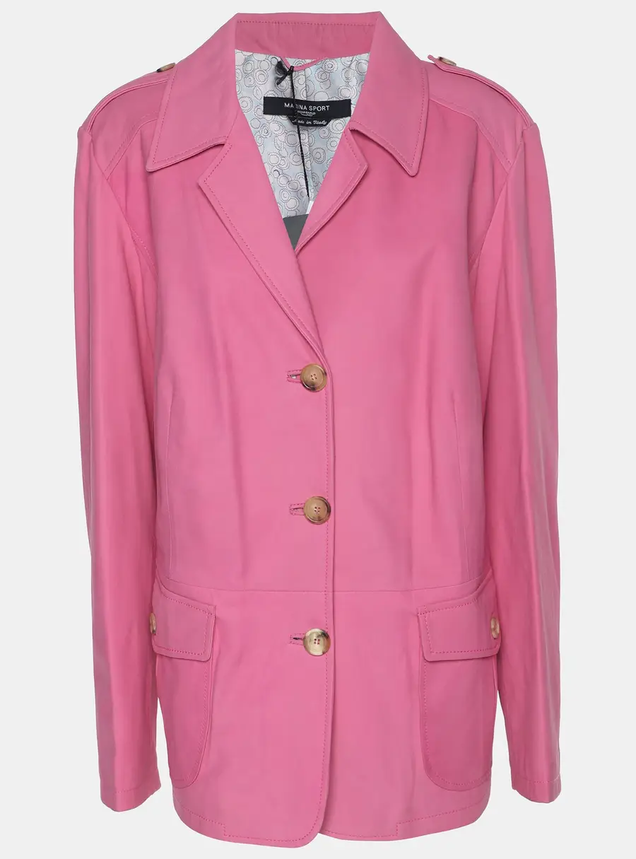Marina Sport by Marina Rinaldi Pink Leather Breasted Blazer L