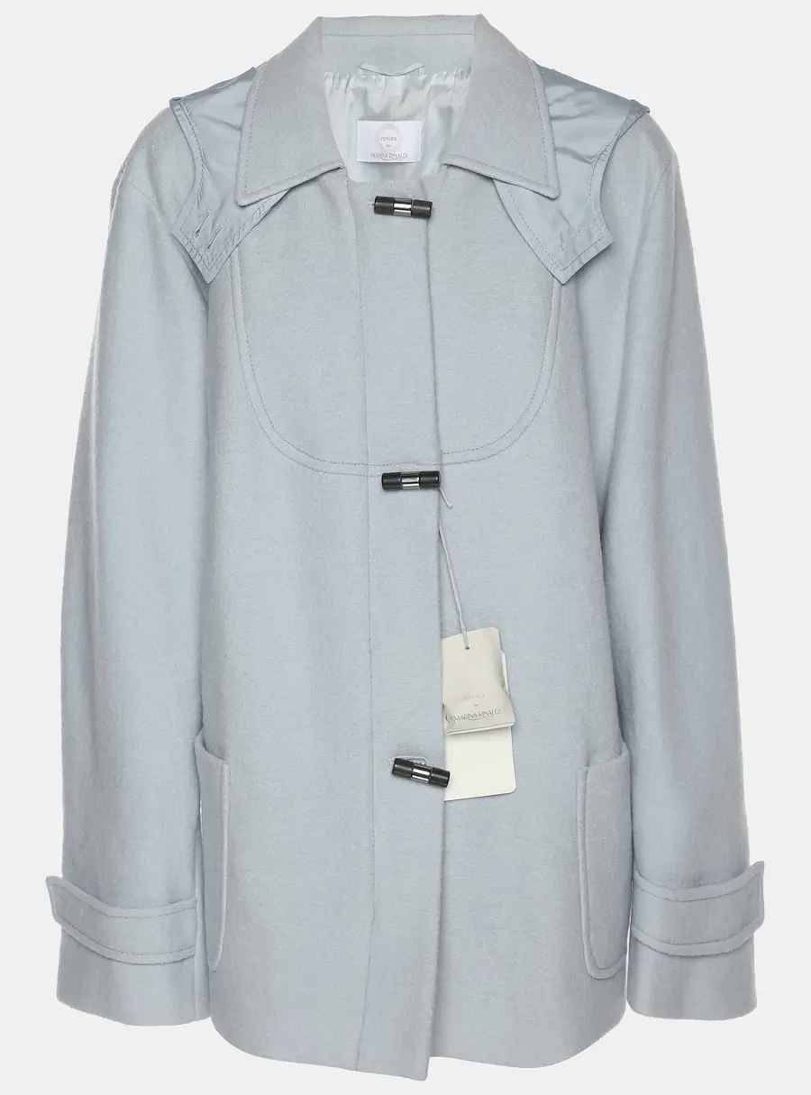 Voyage by Marina Rinaldi Blue Wool Nylon Hooded Jacket L