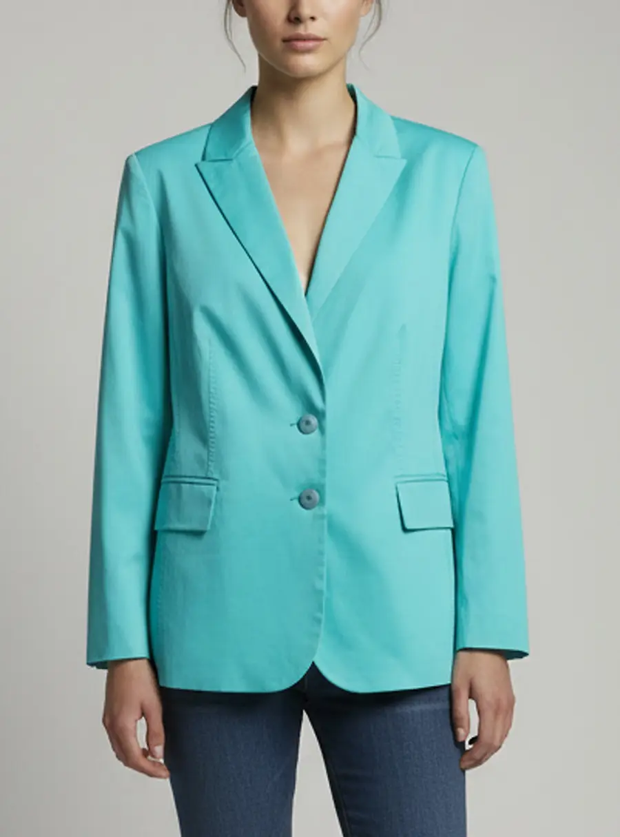 Marina Rinaldi Green Sateen Long Sleeve Fitted Blazer M