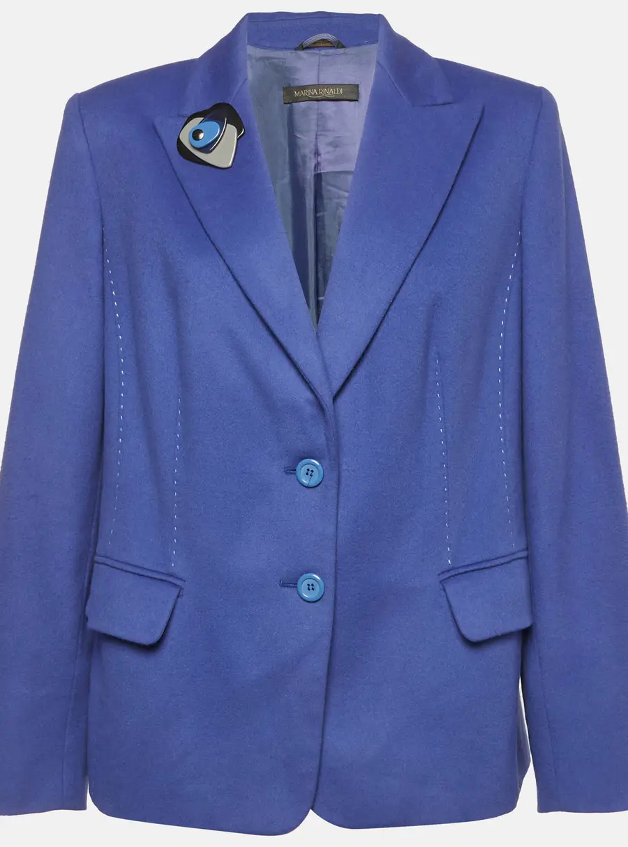 Marina Rinaldi Blue Felt Single Breasted Blazer S