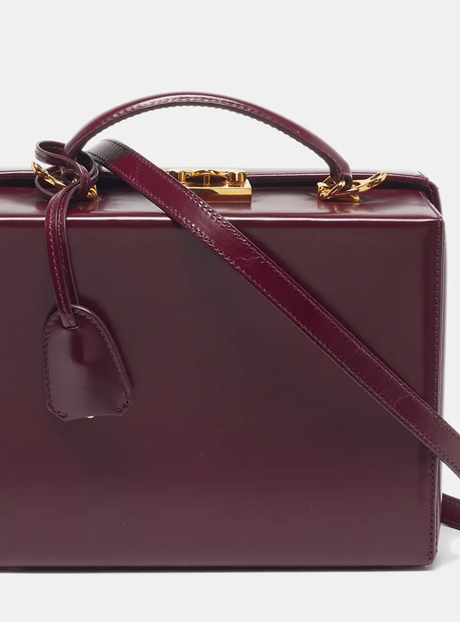 Mark Cross Grace Box Purple Leather Bag
