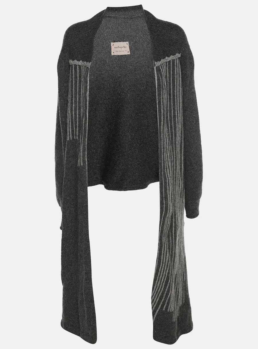Martha Porter Grey Rib Knit Long Cardigan