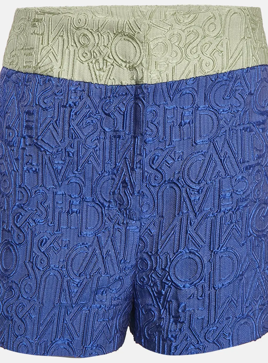 Mary Katrantzou Blue Alphabet Jacquard Safari Shorts M