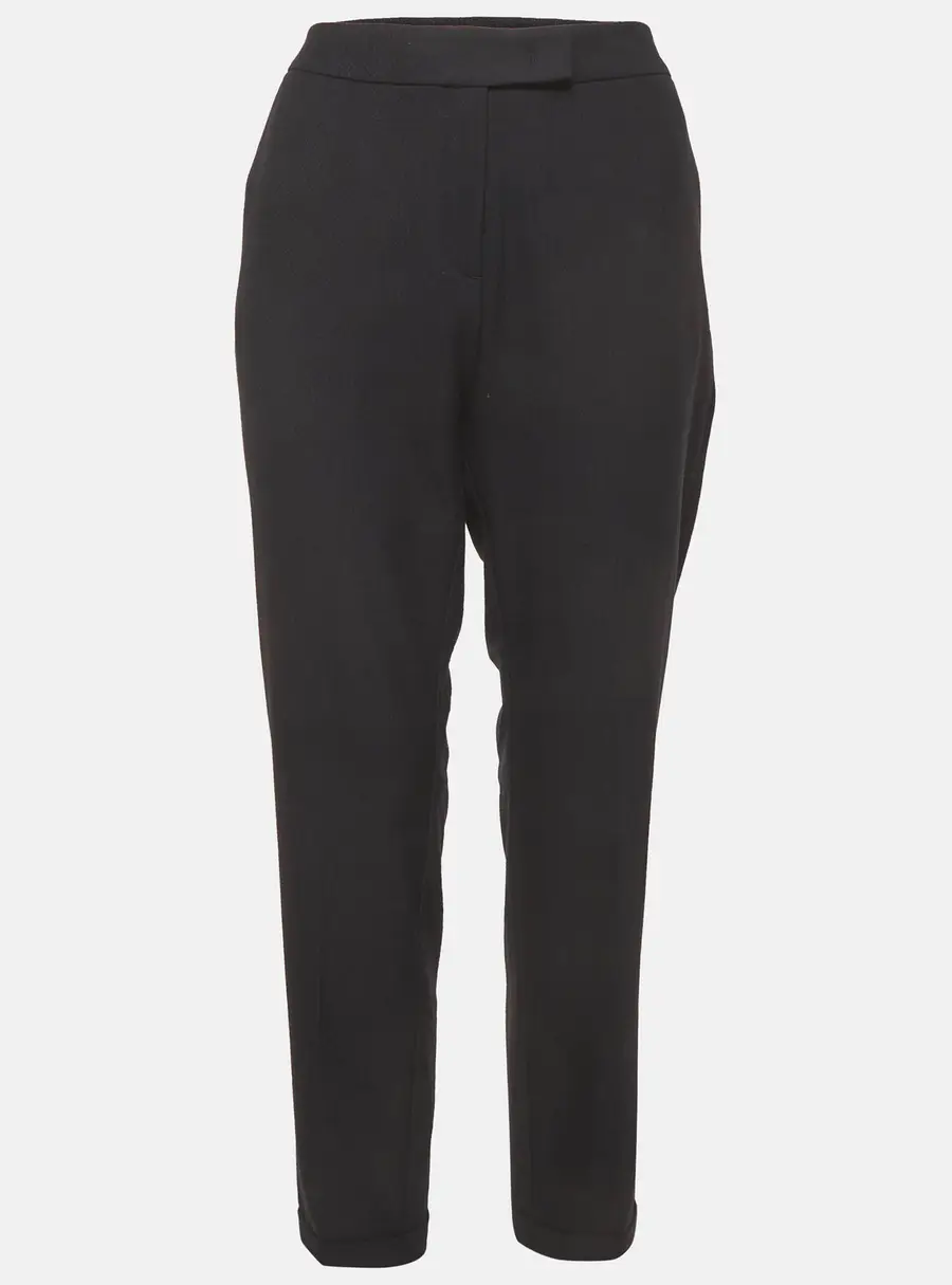 Max & Co. Navy Blue Jacquard Cuffed Hem Tailored Trousers L