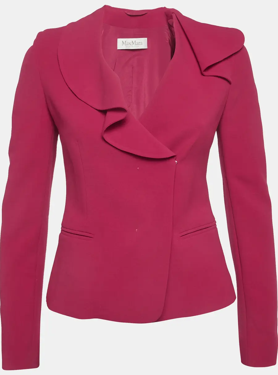 Max Mara Pink Crepe Frilled Blazer XS