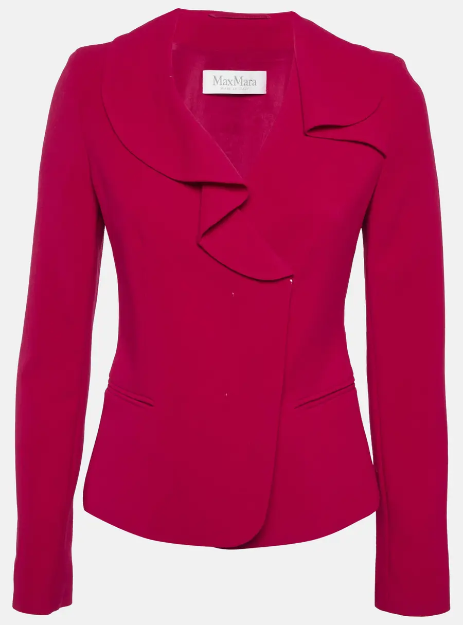 Max Mara Pink Wool Ruffled Collar Blazer S