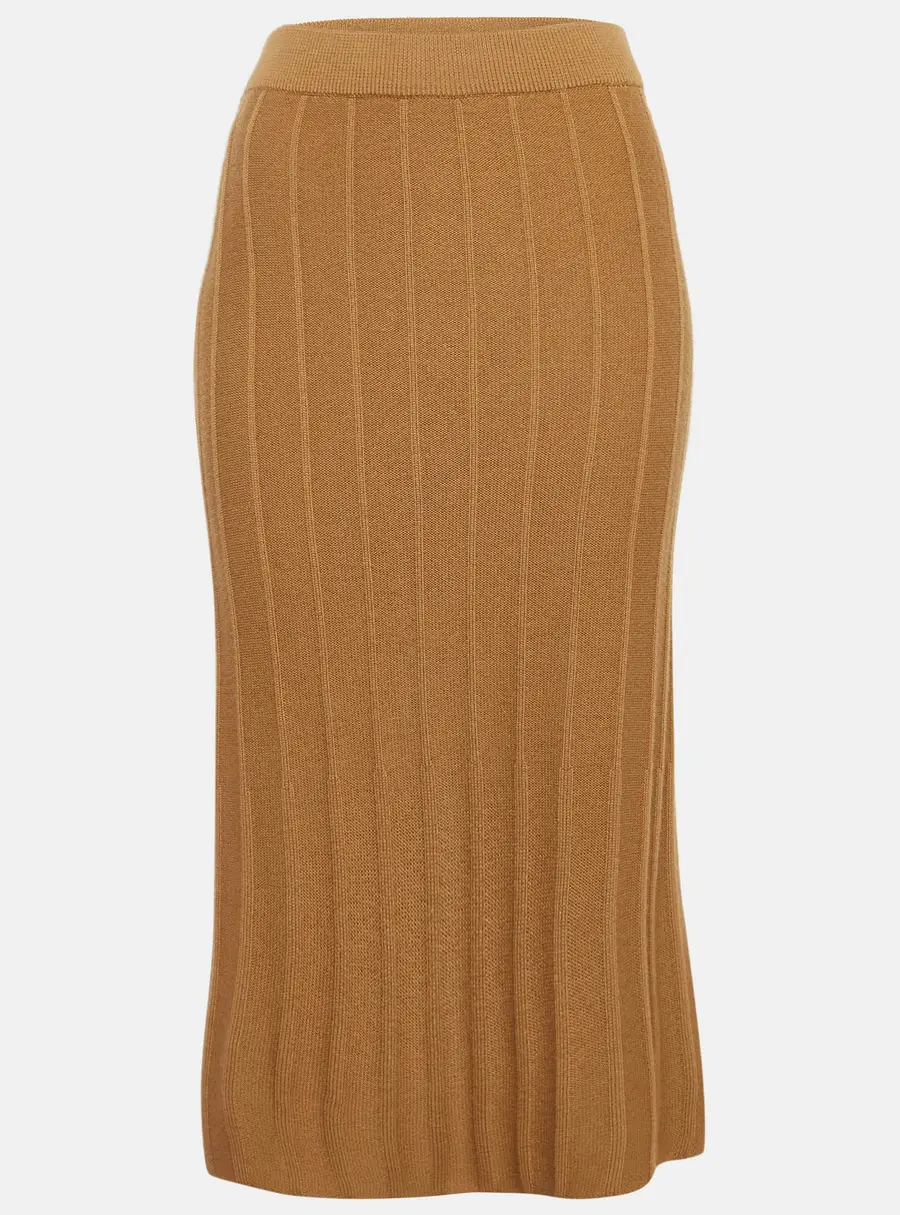 Max Mara Leisure Beige Wool Knit Midi Skirt M