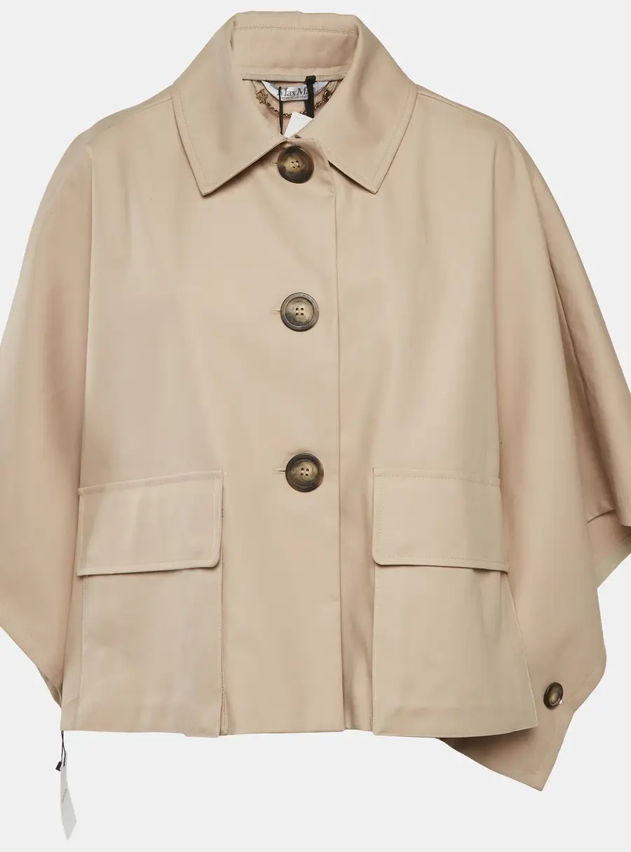 Max Mara Beige Gabardine Button Up Fred Cape Coat S