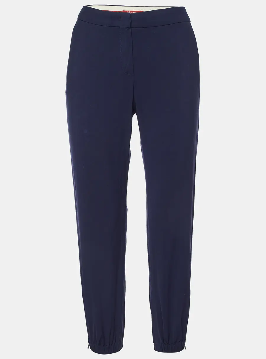Max Mara Studio Navy Blue Wool Blend Tapered Trousers S