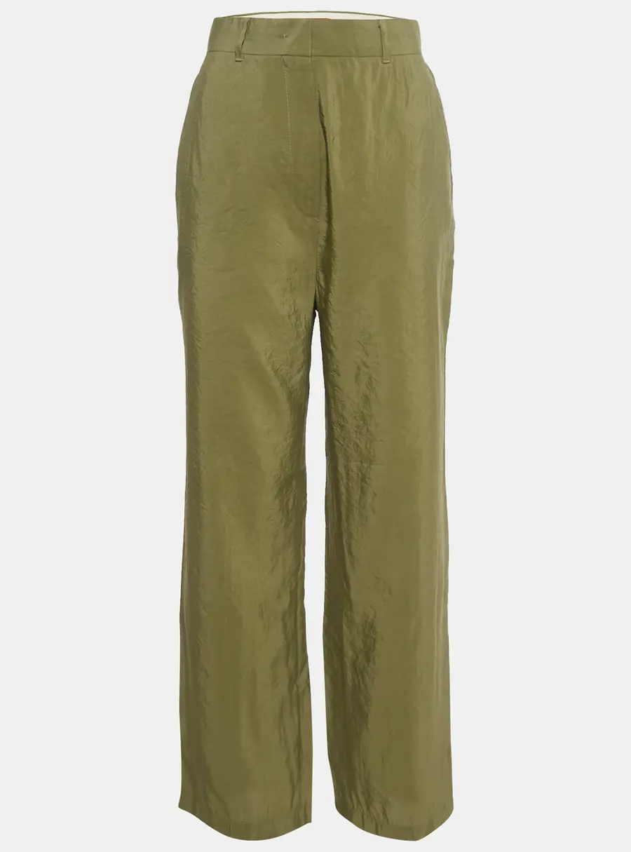 Max Mara Studio Green Crepe Straight Leg Trousers S